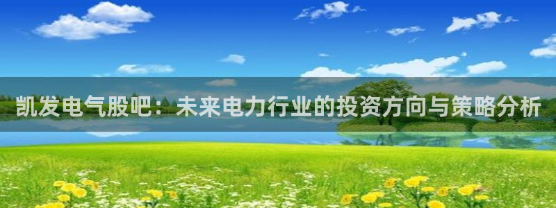 杏悦f凯捷注册：凯发电气股吧：未来电力行业的投资方向与策略分析